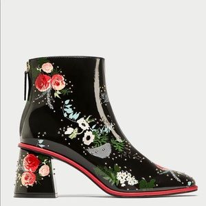 zara printed ankle boot